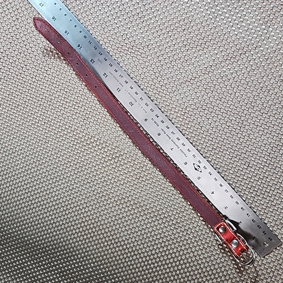 Red Ostrich Leather Dog Collar - Size Medium - Picture 4 of 6